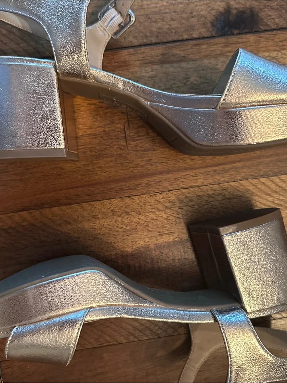Life Stride Gold Metallic Platform Block Heel Sandals